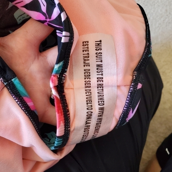 Floral tie front scoop back one-piece  swim suit S - Picture 6 of 6